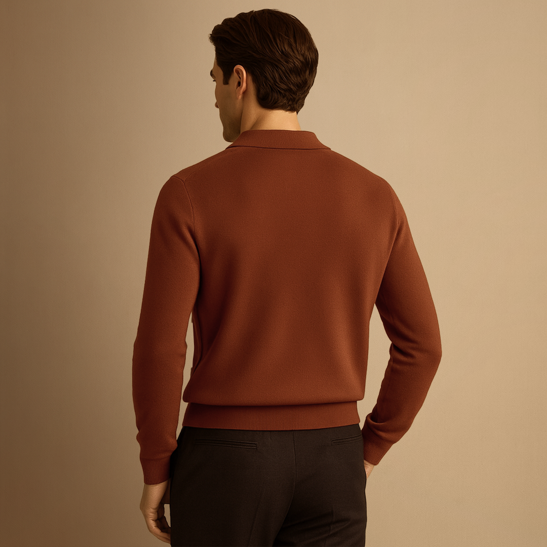 Men's Jumper Wool Open Collar Relaxed Fit Knitwear 3