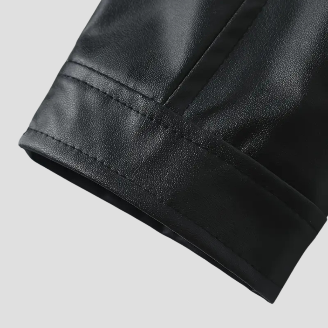 Men's Leather Jacket Biker Slim Fit Smooth Leather 3