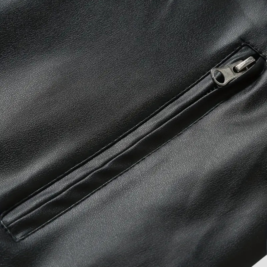 Men's Leather Jacket Biker Slim Fit Smooth Leather 4