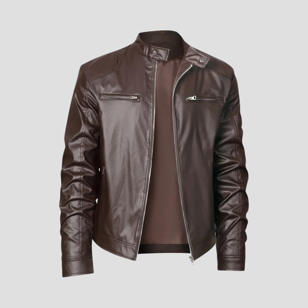 Men's Leather Jacket Biker Slim Fit Smooth Leather 5