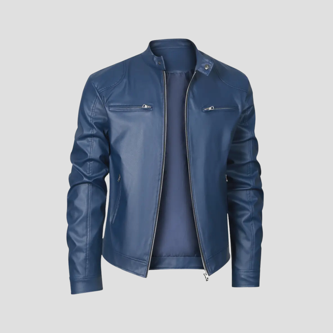 Men's Leather Jacket Biker Slim Fit Smooth Leather 6
