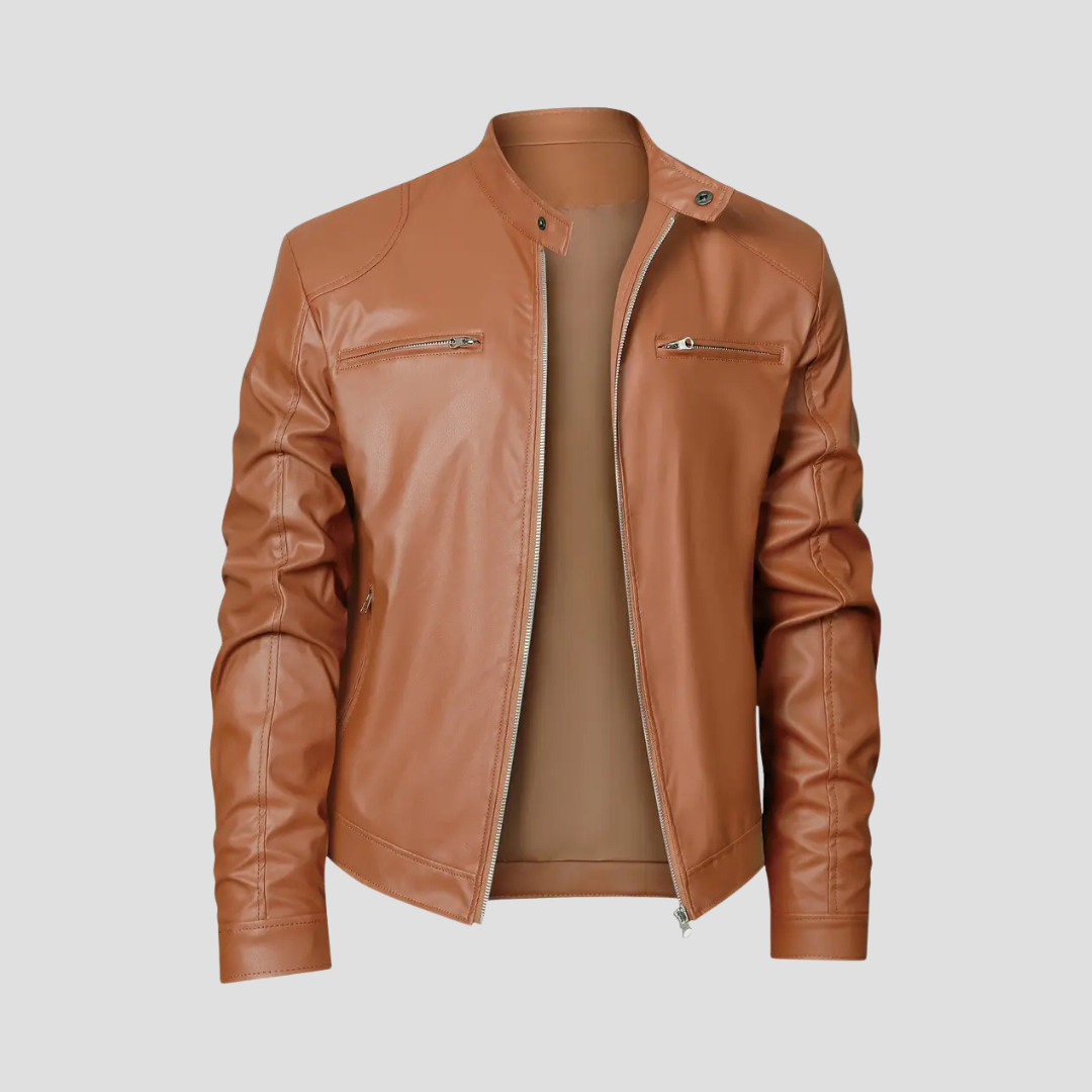 Men's Leather Jacket Biker Slim Fit Smooth Leather 7