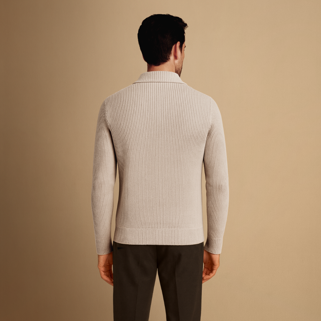 Men's Polo Jumper Ribbed Knit Blend 3