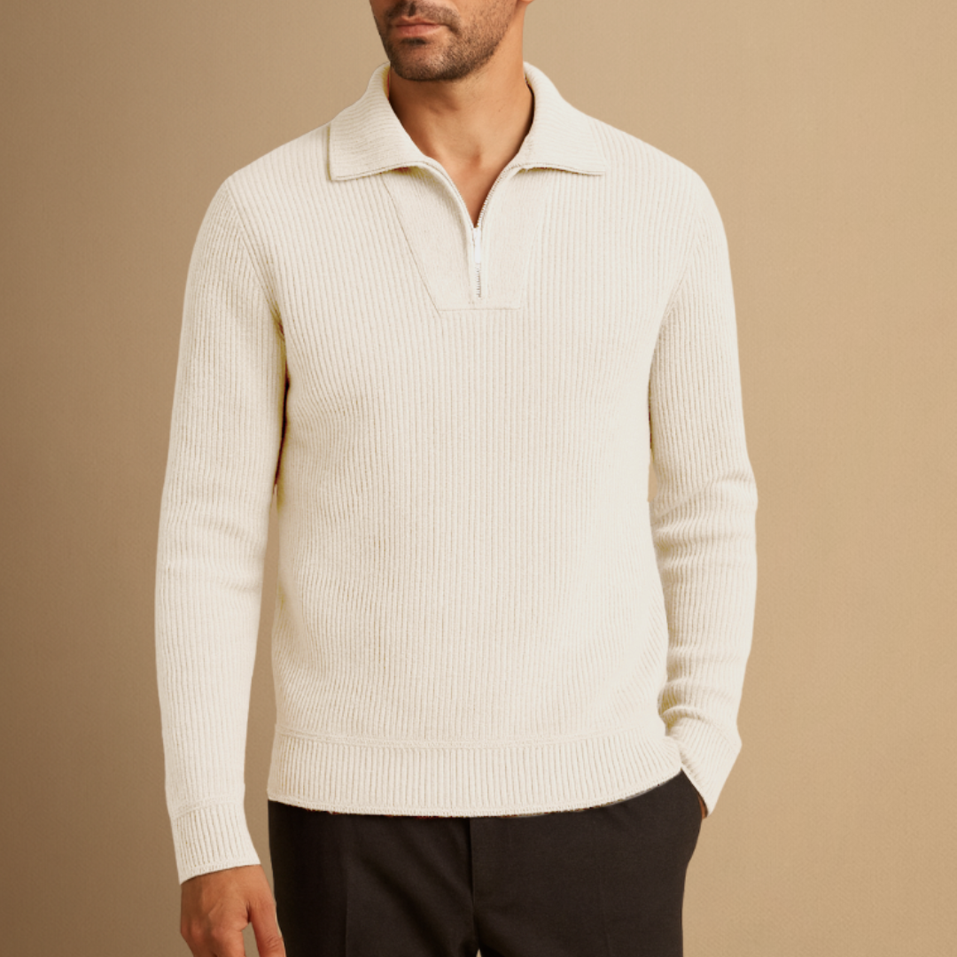 Men's Polo Jumper Ribbed Knit Blend 5