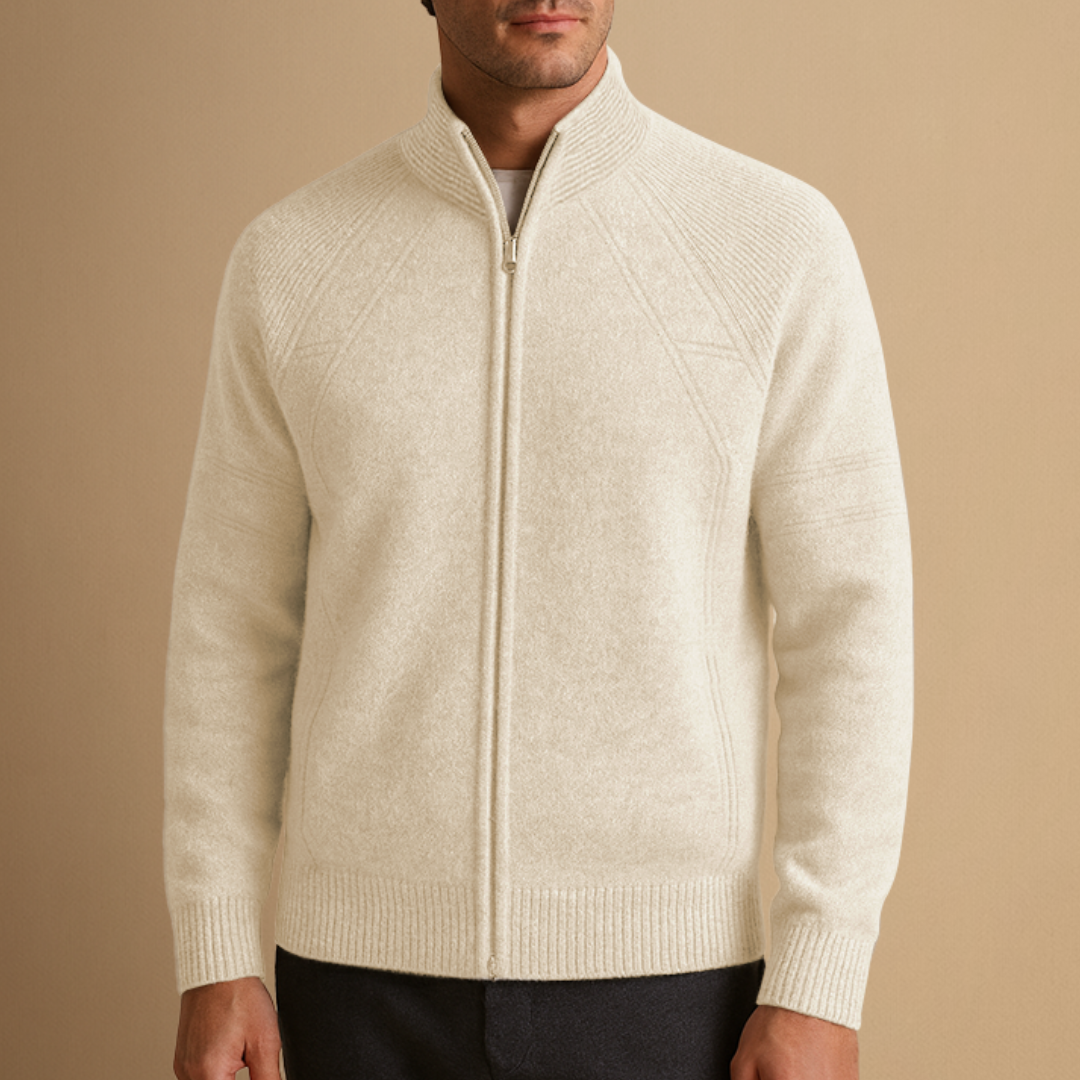 Men's Zip Up Cardigan Wool Relaxed Fit Full-Zip Knit Sweater 4