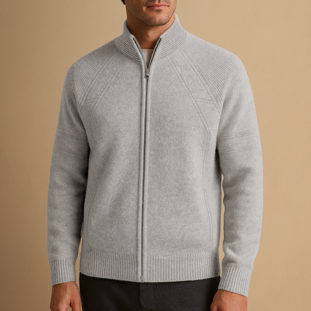 Men's Zip Up Cardigan Wool Relaxed Fit Full-Zip Knit Sweater 5