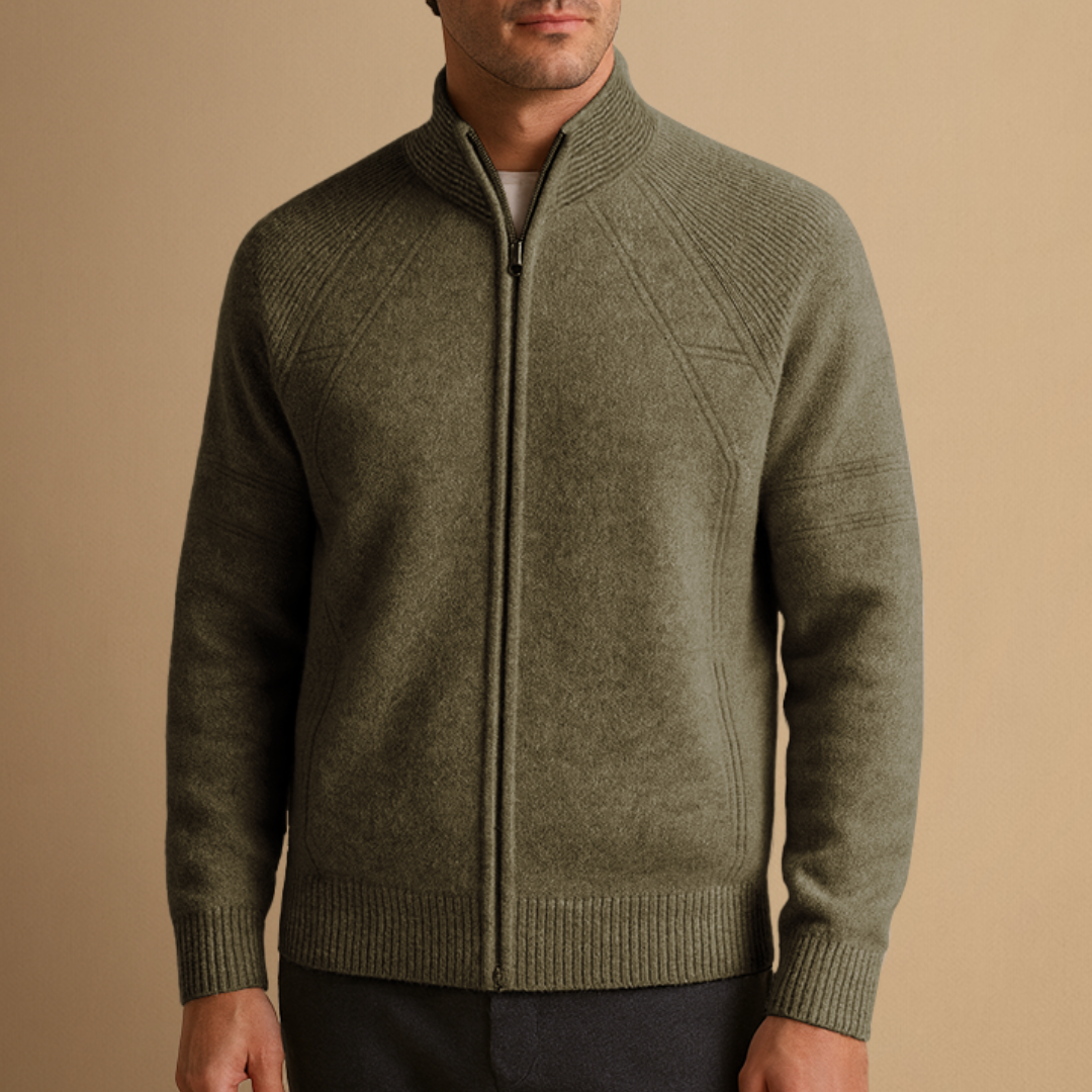 Men's Zip Up Cardigan Wool Relaxed Fit Full-Zip Knit Sweater 7