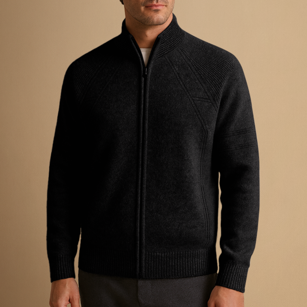 Men's Zip Up Cardigan Wool Relaxed Fit Full-Zip Knit Sweater 8