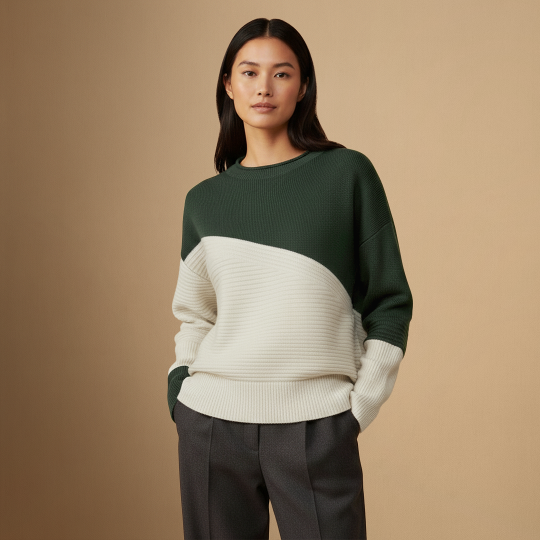 Women's Jumper Acrylic Colour-Block Relaxed Fit 2