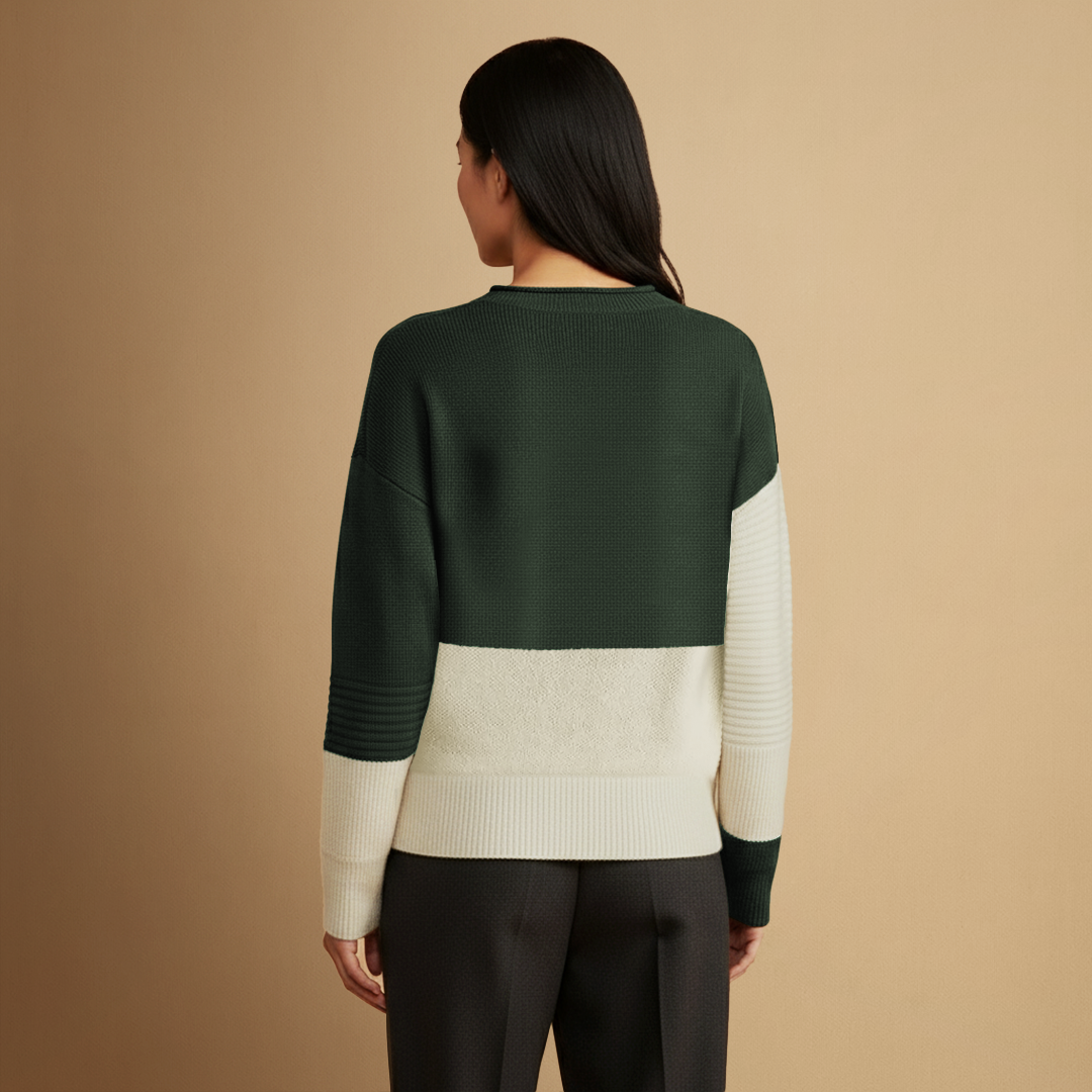 Women's Jumper Acrylic Colour-Block Relaxed Fit 3