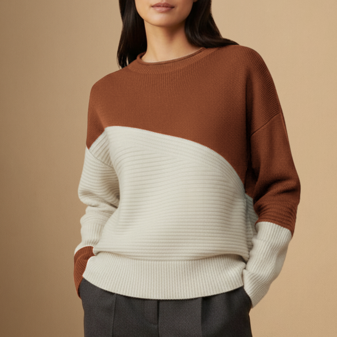 Women's Jumper Acrylic Colour-Block Relaxed Fit 4