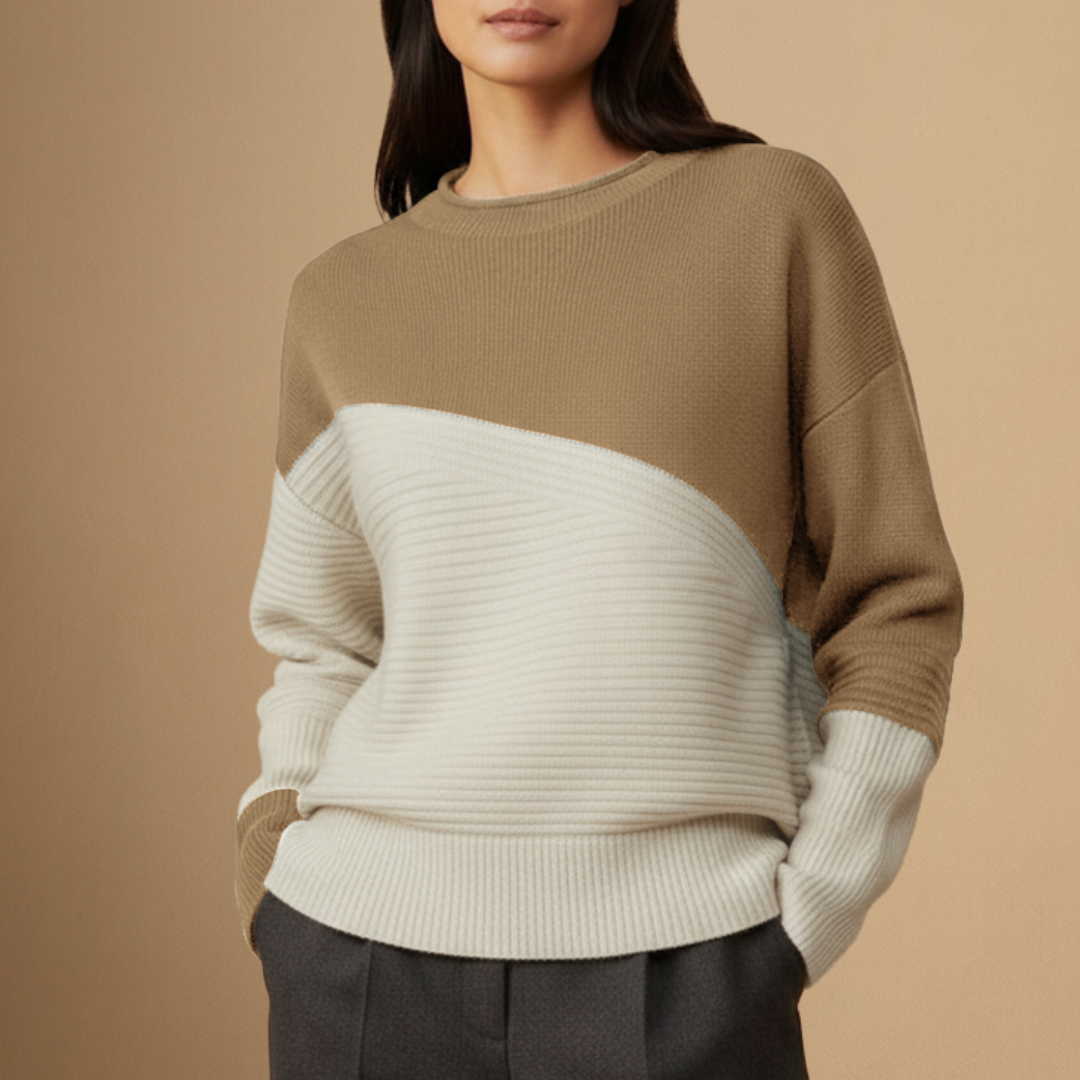 Women's Jumper Acrylic Colour-Block Relaxed Fit 5
