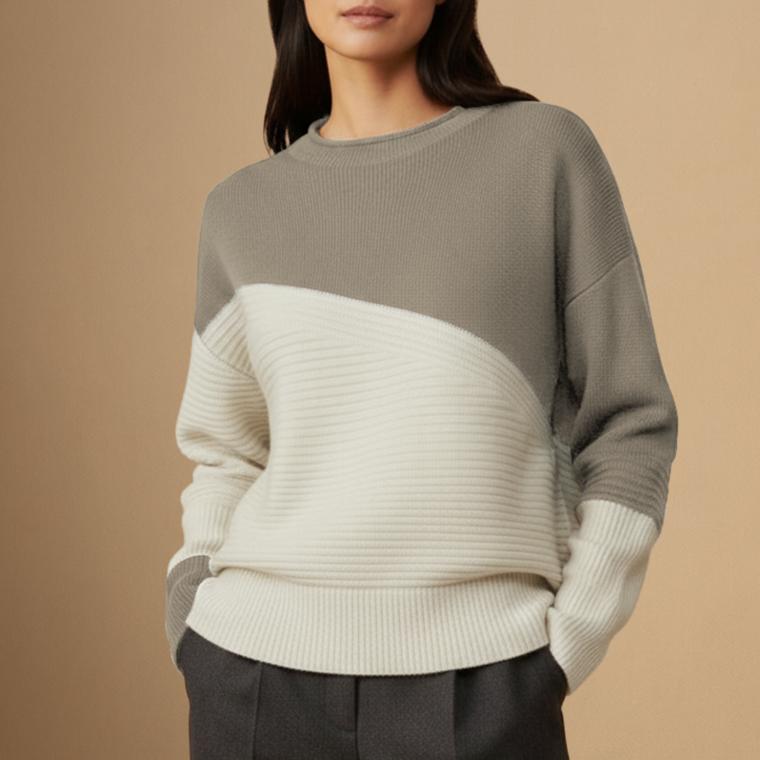 Women's Jumper Acrylic Colour-Block Relaxed Fit 6