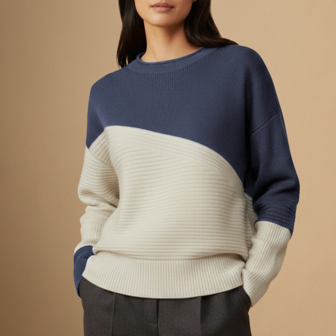 Women's Jumper Acrylic Colour-Block Relaxed Fit 8