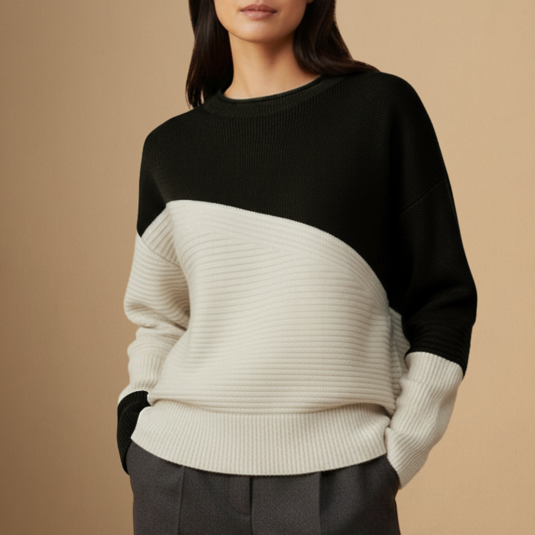 Women's Jumper Acrylic Colour-Block Relaxed Fit 9