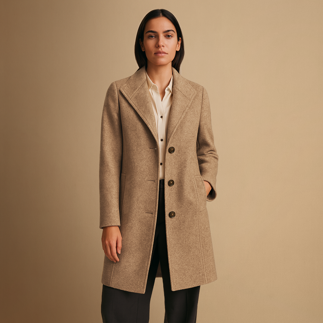 Women's Winter Coat Tweed Mid-Length with Structured Lapel 2