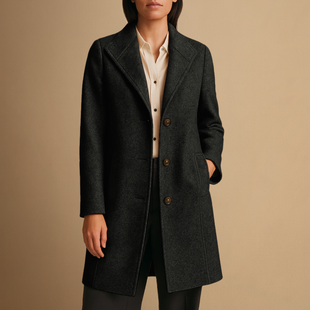 Women's Winter Coat Tweed Mid-Length with Structured Lapel 7