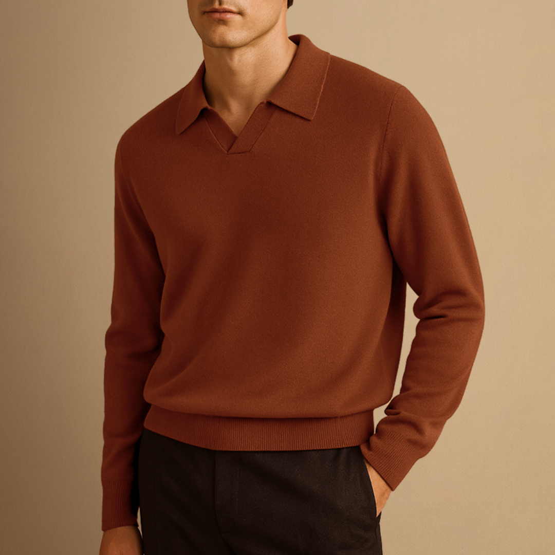 Men's Jumper Wool Open Collar Relaxed Fit Knitwear 0