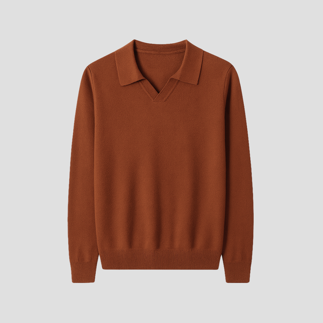 Men's Jumper Wool Open Collar Relaxed Fit Knitwear 1