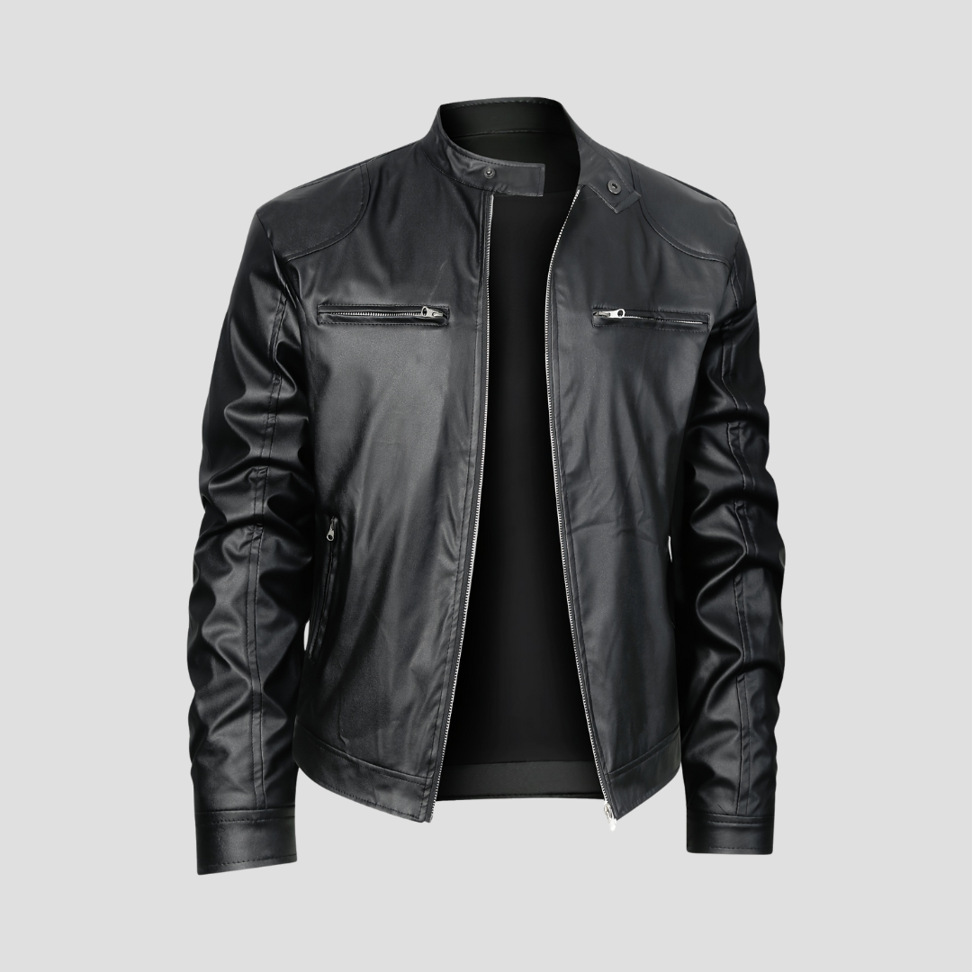 Men's Leather Jacket Biker Slim Fit Smooth Leather 0