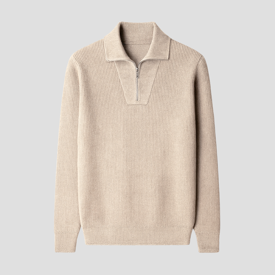 Men's Polo Jumper Ribbed Knit Blend 1