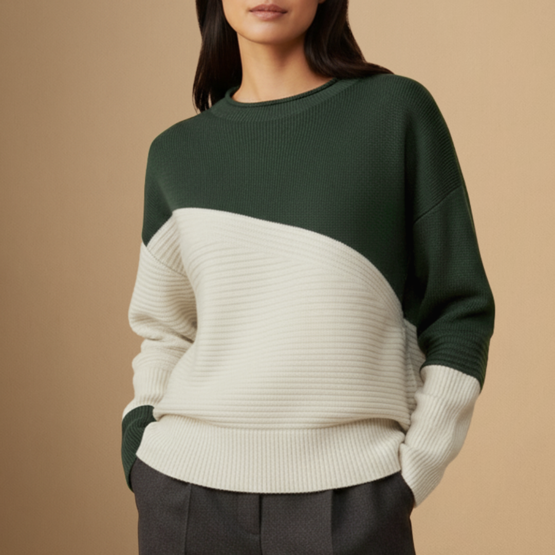 Women's Jumper Acrylic Colour-Block Relaxed Fit 0