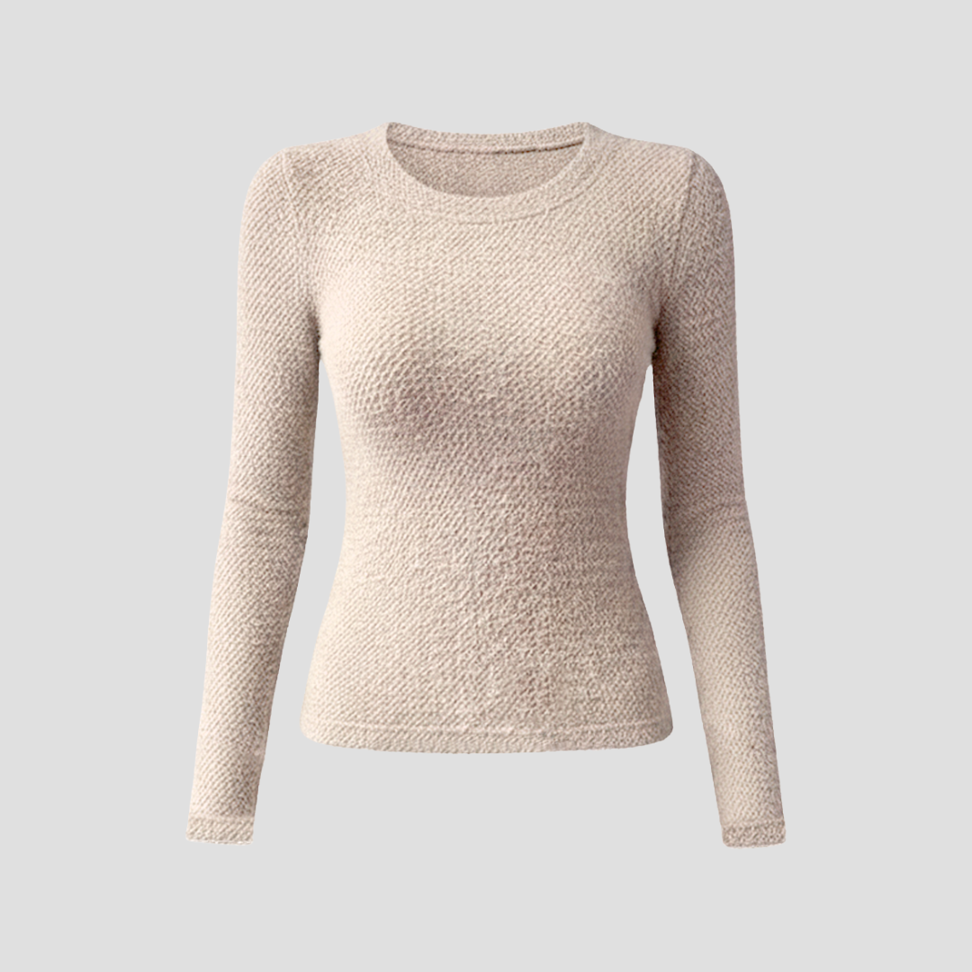 Women's Jumper Knit Medium Stretch Crew Neck Long Sleeve 1