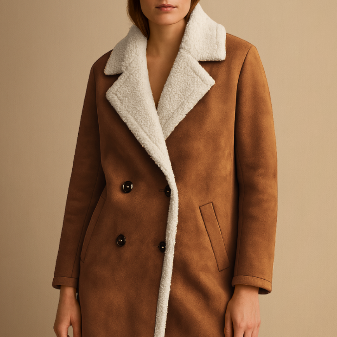 Women's Winter Coat Faux Suede Double-Breasted Long 0