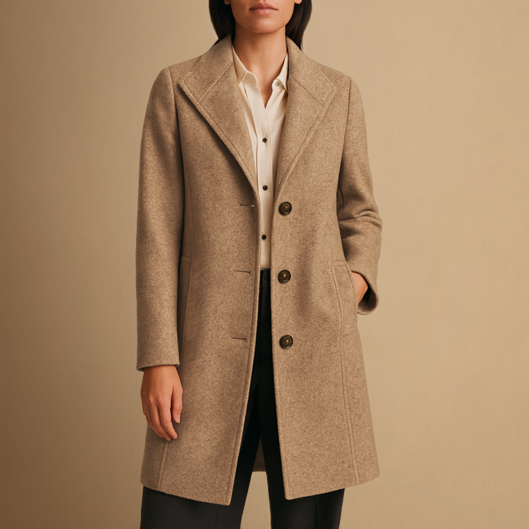Women's Winter Coat Tweed Mid-Length with Structured Lapel 0