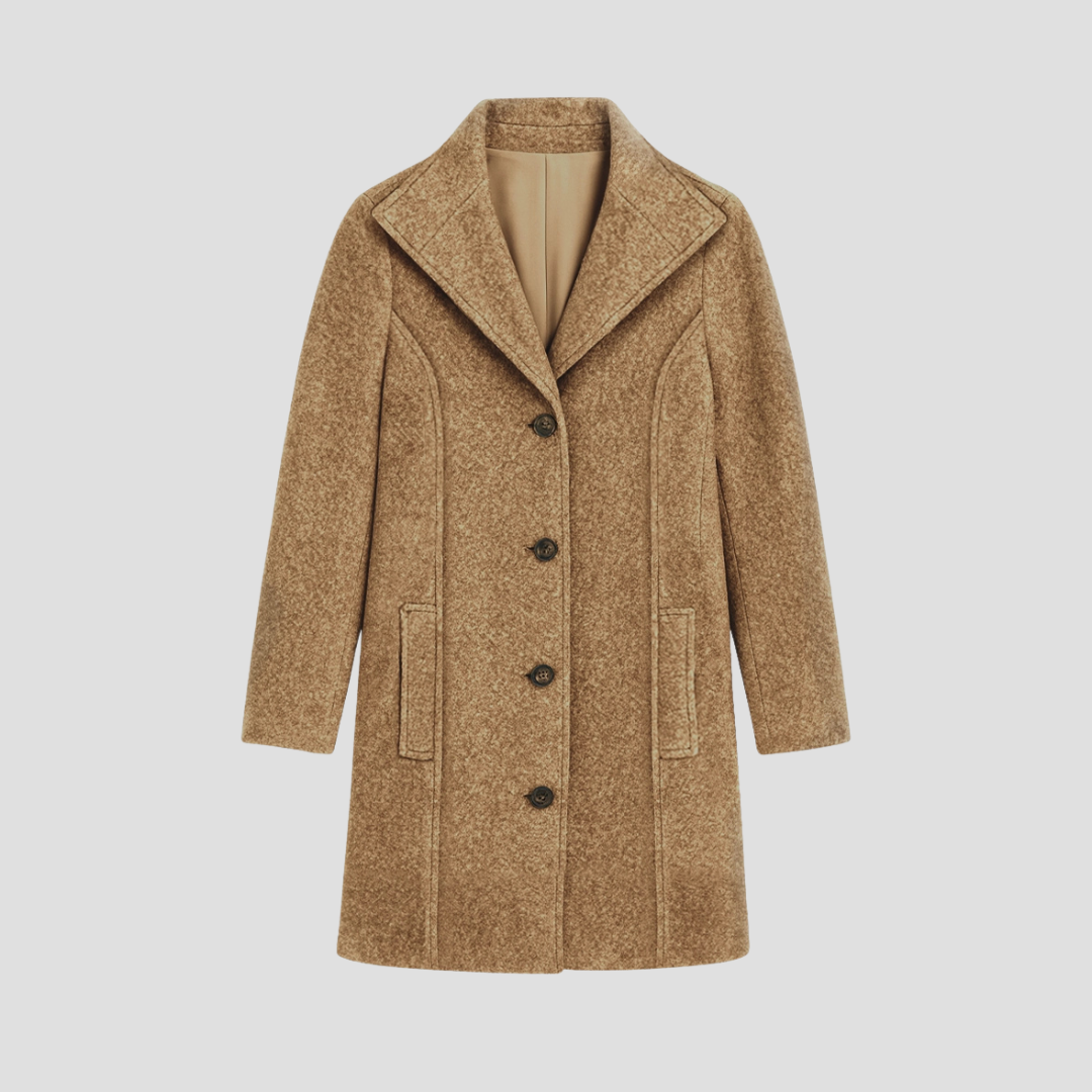 Women's Winter Coat Tweed Mid-Length with Structured Lapel 1